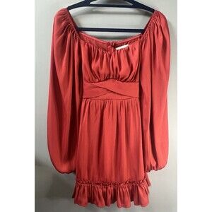 Altar'd State Rust Satin Babydoll Mini Dress XS Boho Fall Wedding Guest Cocktail